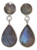 BOUCLES D'OREILLES ARGENT GOUTTE SERTIE - LABRADORITE