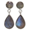 BOUCLES D'OREILLES ARGENT GOUTTE SERTIE - LABRADORITE