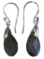 BOUCLES D'OREILLES ARGENT GOUTTE FACETTEE - LABRADORITE