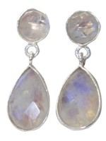 BOUCLES D'OREILLES ARGENT GOUTTE SERTIE - PIERRE DE LUNE