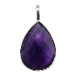 PENDENTIF AMETHYSTE OVALE FACETTE - PIERRE 2,5 CM