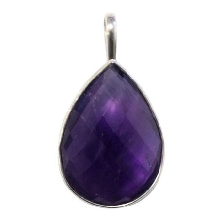 PENDENTIF AMETHYSTE OVALE FACETTE - PIERRE 2,5 CM