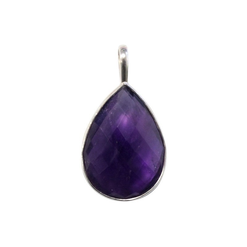 PENDENTIF AMETHYSTE OVALE FACETTE - PIERRE 2,5 CM