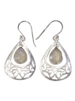 BOUCLES D'OREILLES STYLE BAROQUE EN ARGENT - GOUTTE DE PIERRE DE LUNE