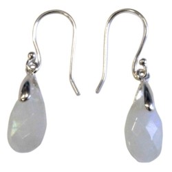 Boucles d'oreilles argent goutte facettée - Pierre de Lune