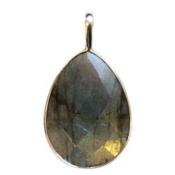 Pendentif Labradorite ovale facetté - Pierre 2.5 cm