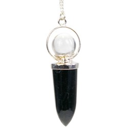 Pendule pointe Tourmaline noire et Bille de cristal