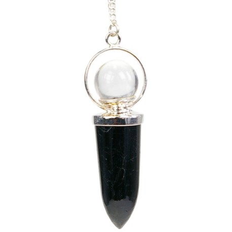  Pendule pointe Tourmaline noire et Bille de cristal 