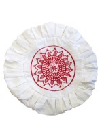 HOUSSE ZAFU BLANCHE - BRODERIE MANDALA ROUGE