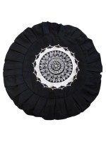 HOUSSE ZAFU NOIRE - BRODERIE MANDALA BLANCHE