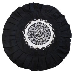 Housse Zafu Noire - Broderie Mandala Blanche