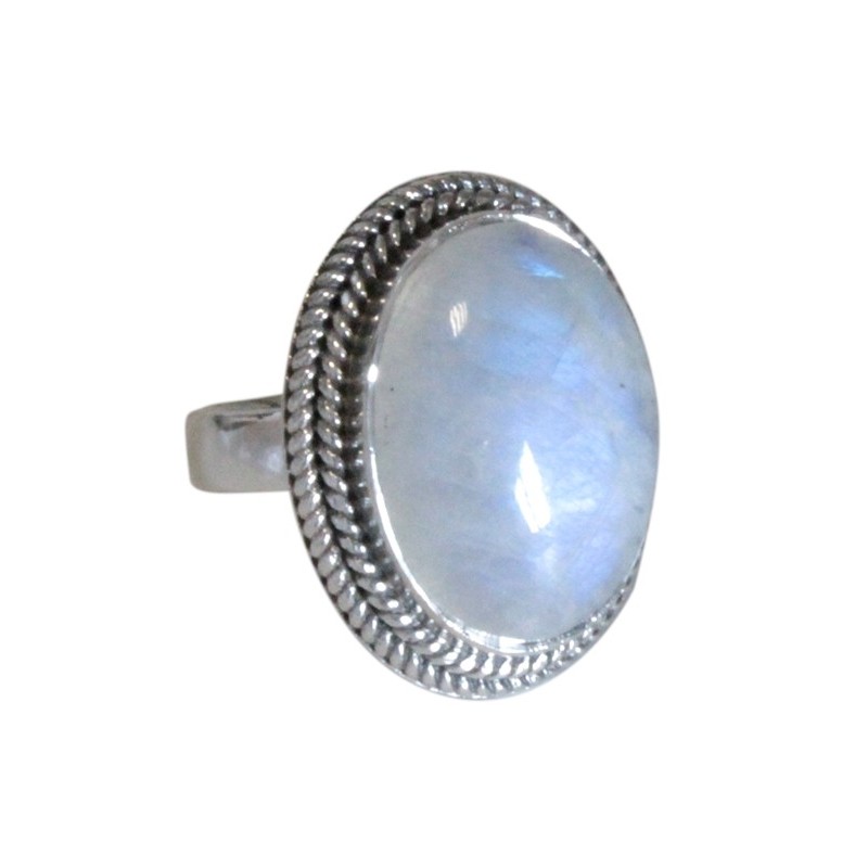 BAGUE ARGENT PIERRE DE LUNE T53