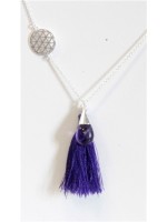 COLLIER ARGENT AMETHYSTE FLEUR DE VIE POMPON