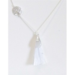 COLLIER ARGENT PIERRE DE LUNE ARBRE DE VIE POMPON