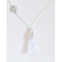 COLLIER ARGENT PIERRE DE LUNE ARBRE DE VIE POMPON