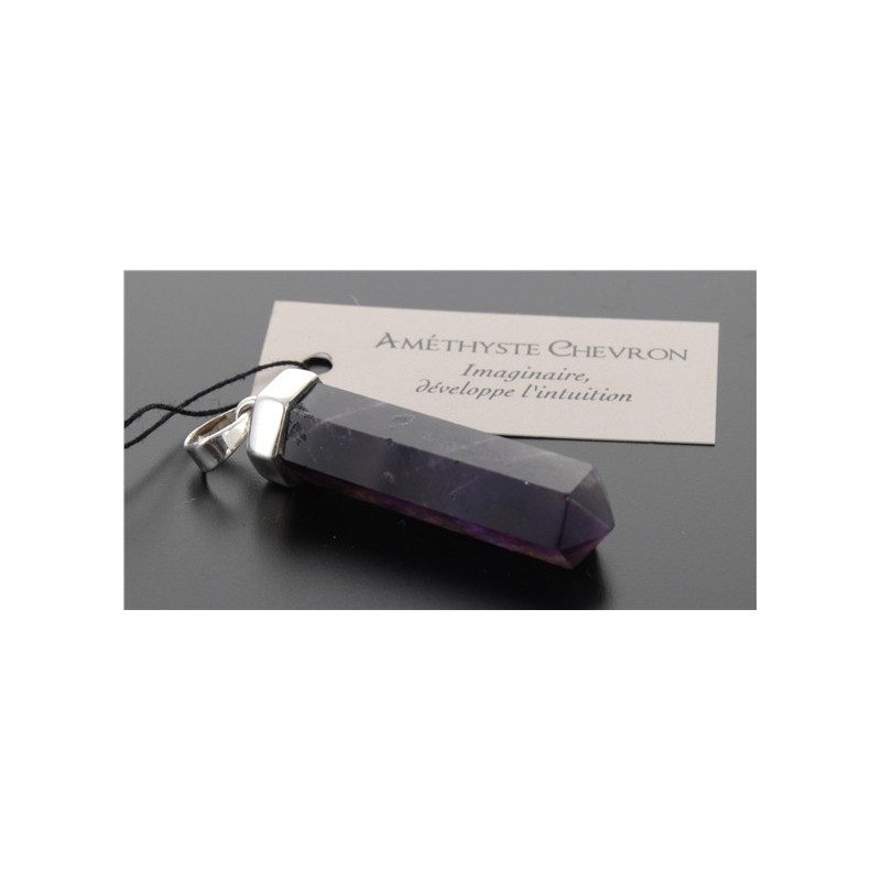 PENDENTIF ARGENT POINTE AMETHYSTE CHEVRON