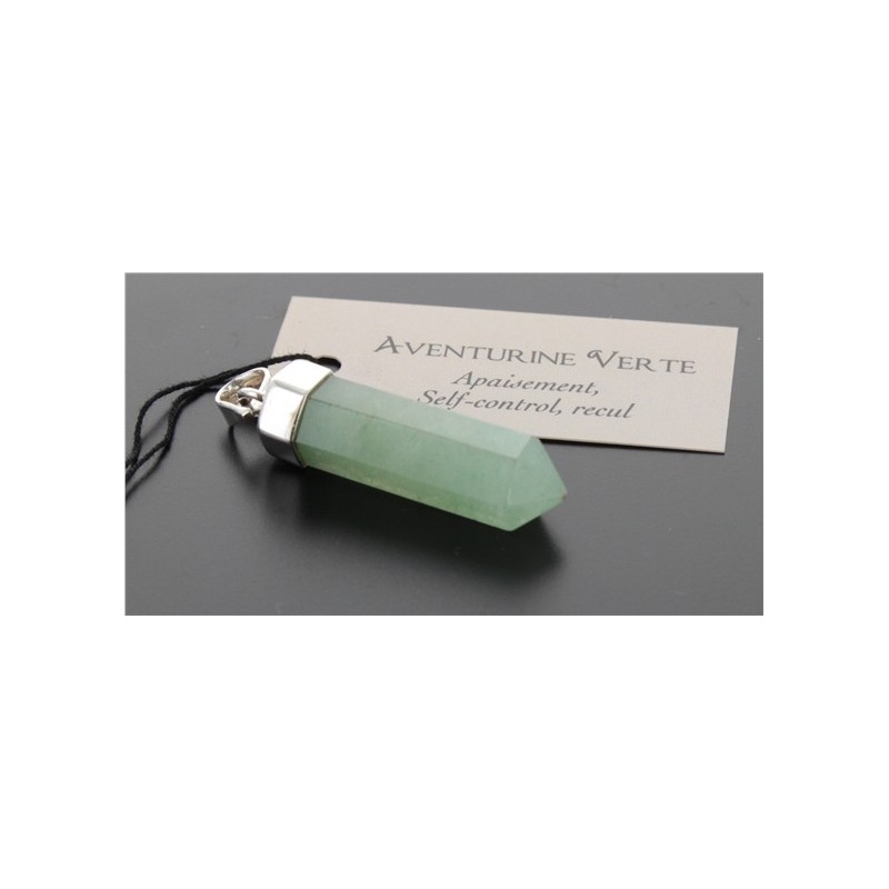 PENDENTIF ARGENT POINTE AVENTURINE VERTE