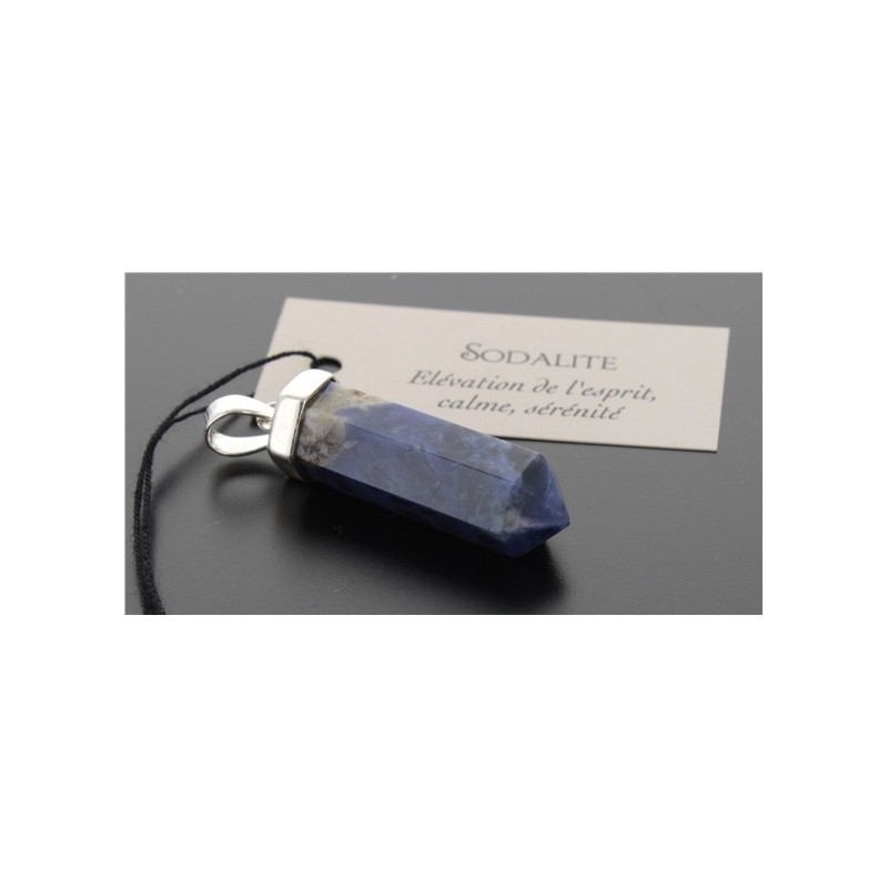 PENDENTIF ARGENT POINTE SODALITE