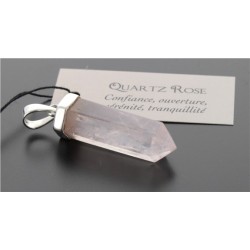 Pendentif Argent pointe Quartz Rose