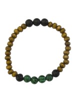 BRACELET HOMME PERLES DE LAVE BOIS MALACHITE