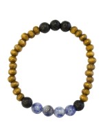 BRACELET HOMME PERLES DE LAVE BOIS SODALITE