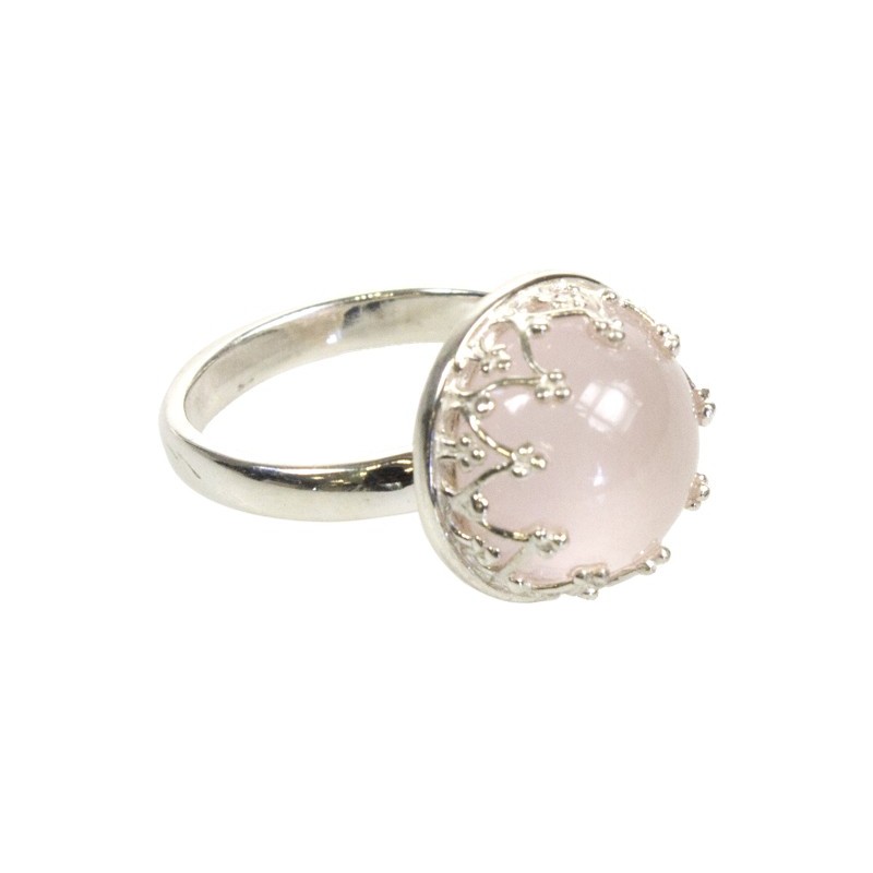 BAGUE SERTIE QUARTZ ROSE - TAILLE 52