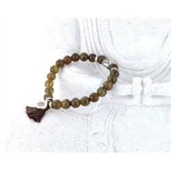 BRACELET YOGA LABRADORITE POMPON ET LOTUS