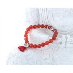 Bracelet Yoga Cornaline Pompon et Lotus