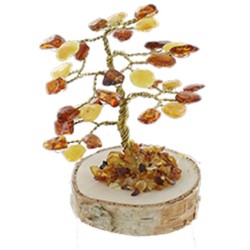 Arbre du bonheur - Ambre mixte 8 cm - 32 pierres