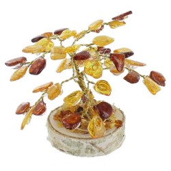 Arbre du bonheur - Ambre mixte 8 cm - 45 pierres