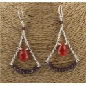 Boucles d'oreilles en Argent - Grenat et Cornaline
