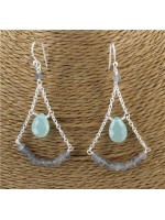 Boucles d'oreilles en Argent - Labradorite et Aqua Calcite