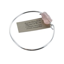 Bracelet en Argent Pierre Brute Quartz Rose