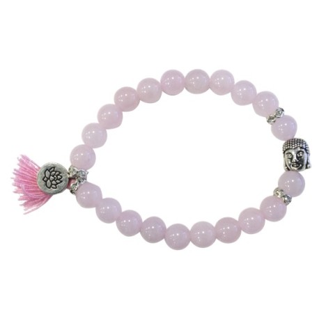 Bracelet Yoga Quartz Rose Pompon et Lotus