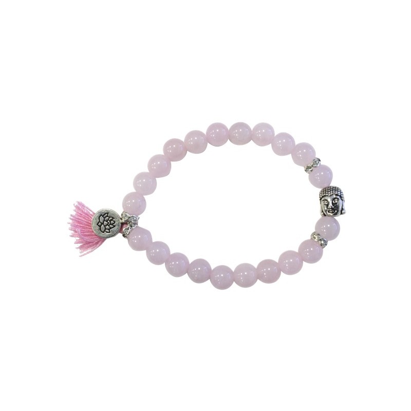 Bracelet Yoga Quartz Rose Pompon et Lotus