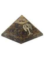 Pyramide Orgonite Oeil de Tigre avec Symbole Arbre de Vie