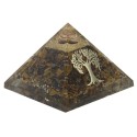 Pyramide Orgonite Oeil de Tigre avec Symbole Arbre de Vie