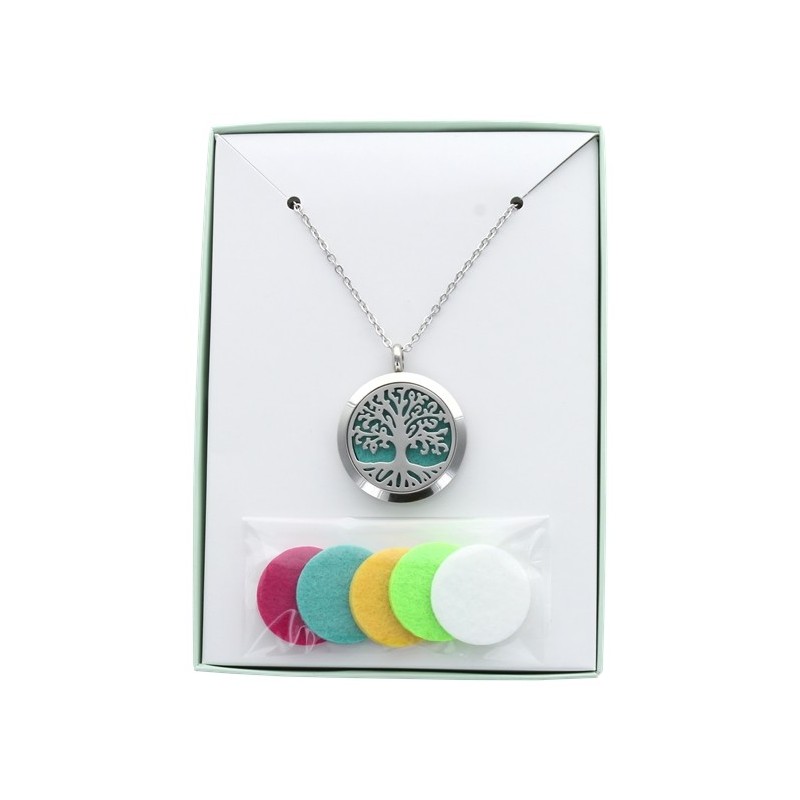 Coffret Sautoir Pendentif Diffuseur - Arbre de Vie - 3 cm