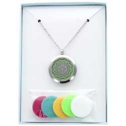 Coffret Sautoir Pendentif Diffuseur - Mandala - 3 cm