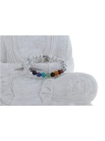 Bracelet 7 Chakras et Howlite Blanche Naturelle avec Charms Om