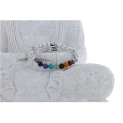 Bracelet 7 Chakras et Howlite Blanche Naturelle avec Charms Om