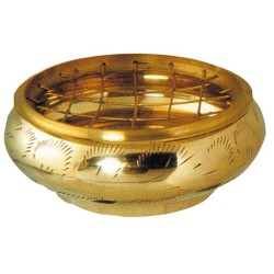 Achaetez Brûle Encens avec Grille Laiton Doré 7 cm