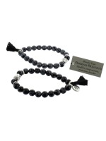 Bracelet Yoga Obsidienne Mouchetée Pompon et Lotus - lot de 2