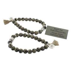 Bracelet Yoga Jaspe Dalmatien Pompon et Lotus - lot de 2