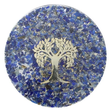 Sous verre Orgonite Lapis Lazuli avec symbole Arbre de Vie