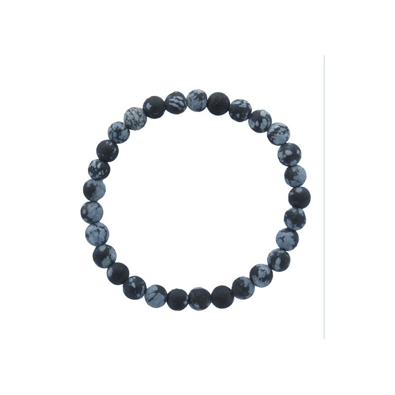 Bracelet Obsidienne mouchetée Perles rondes 6 mm Mates