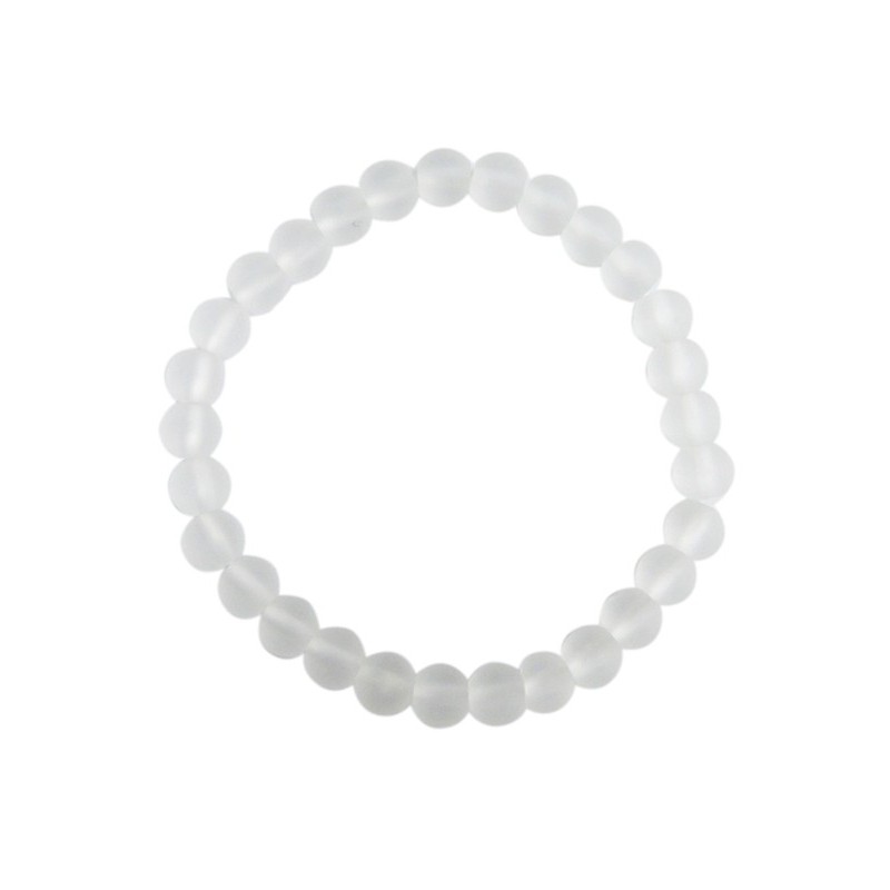 Bracelet Cristal de Roche Perles rondes 6 mm Mates