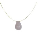 Collier Quartz Rose briolette Fil coton doré