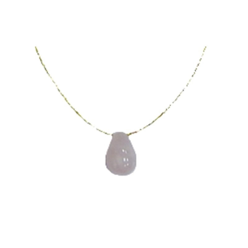 Collier Quartz Rose briolette Fil coton doré