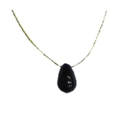 Collier Onyx Noir briolette Fil coton doré